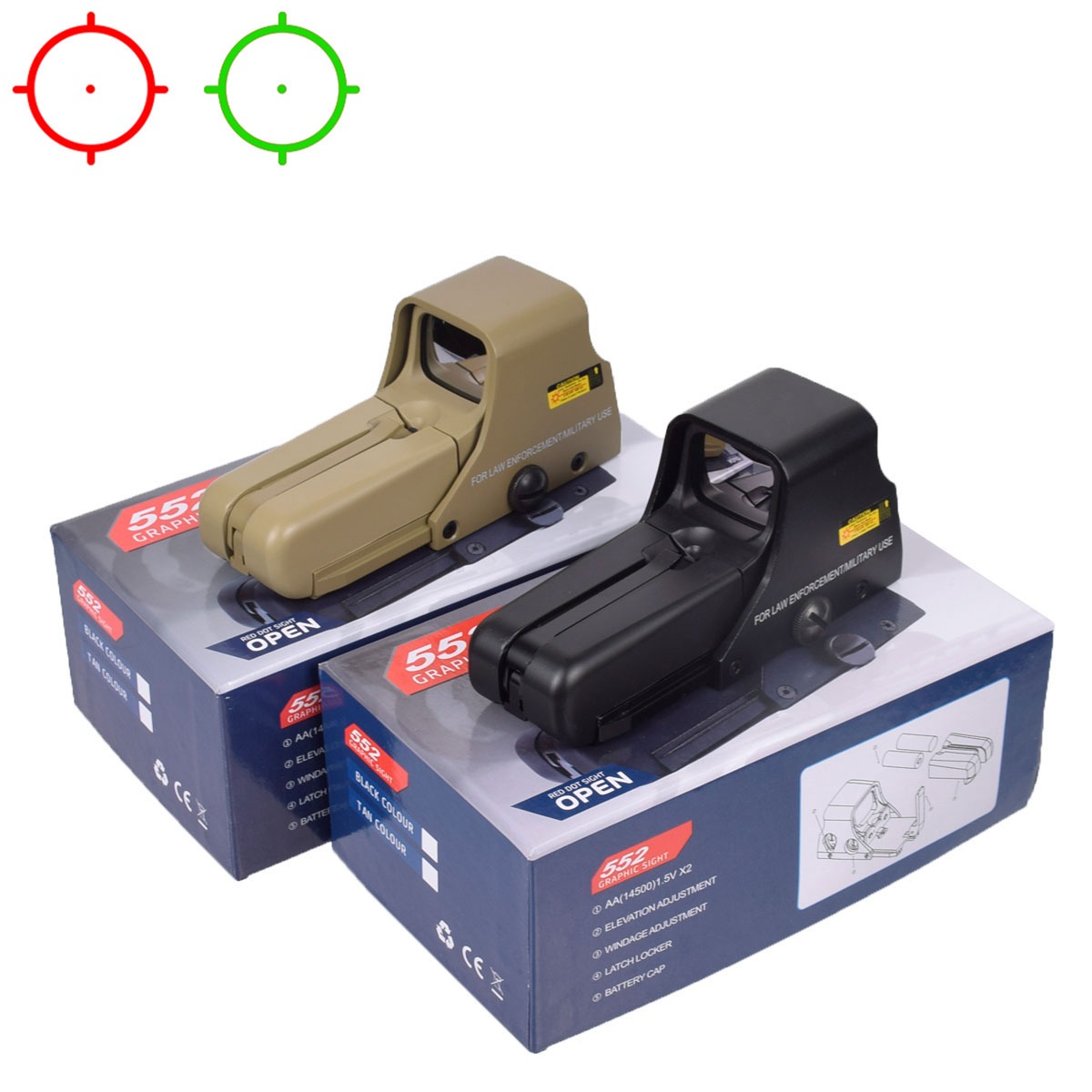 552 556 type Holographic red & green dot sight Batteries Airsoft 551 